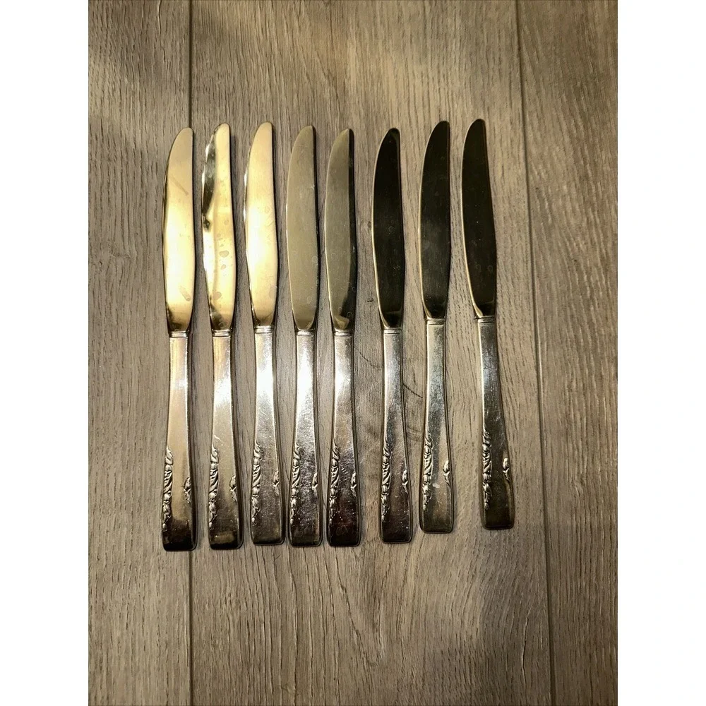 8 Dinner Knives Flat 1881 Rogers Oneida Proposal Silverplate Knife‎